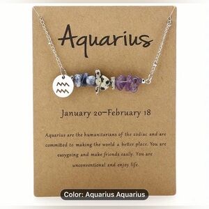 NEW Necklace, Zodiac Aquarius Necklace, stylish, great gift idea, natural stones